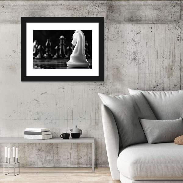 White Knight Chess Piece Canvas Wall Art-5 Horizontal-Gallery Wrap-22" x 12"-Tiaracle