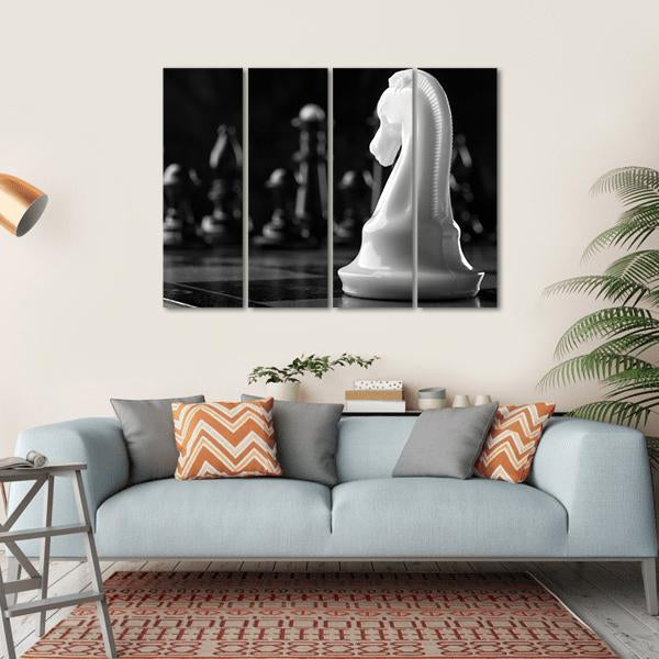 White Knight Chess Piece Canvas Wall Art-4 Horizontal-Gallery Wrap-34" x 24"-Tiaracle