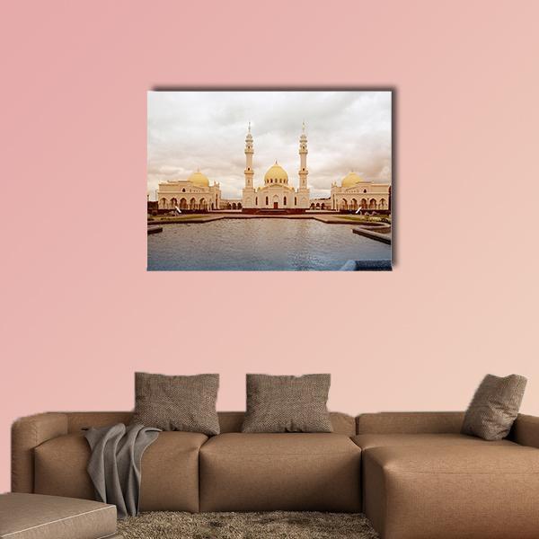 White Mosque In Tatarstan Russia Canvas Wall Art-4 Horizontal-Gallery Wrap-34" x 24"-Tiaracle