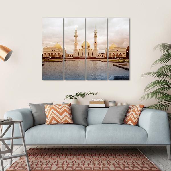 White Mosque In Tatarstan Russia Canvas Wall Art-4 Horizontal-Gallery Wrap-34" x 24"-Tiaracle