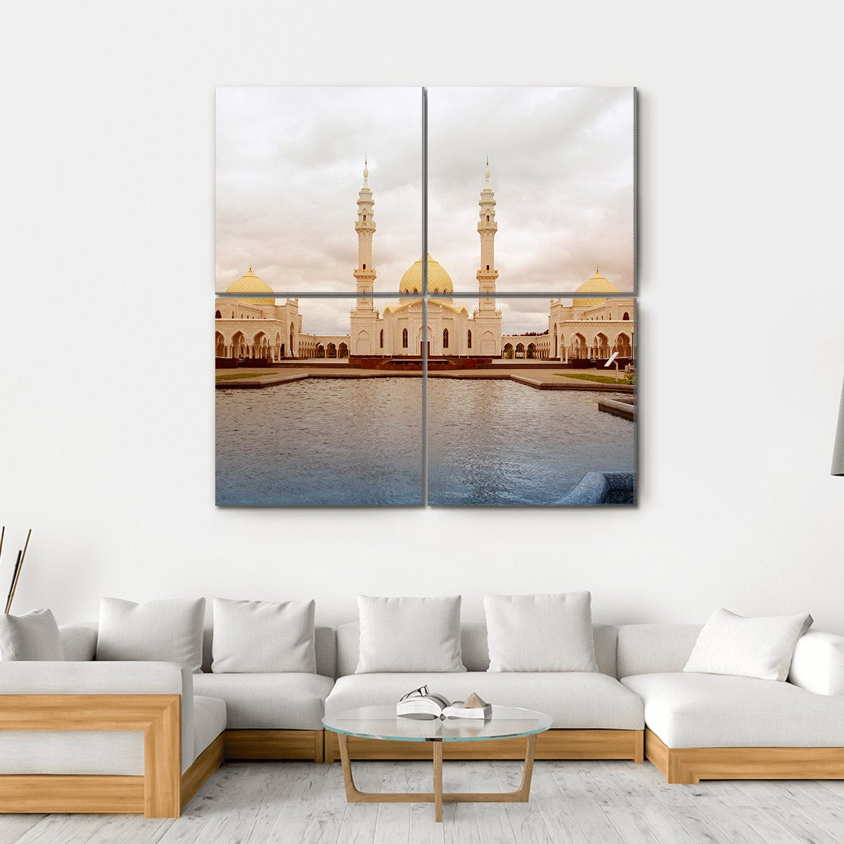 White Mosque In Tatarstan Russia Canvas Wall Art-4 Square-Gallery Wrap-17" x 17"-Tiaracle