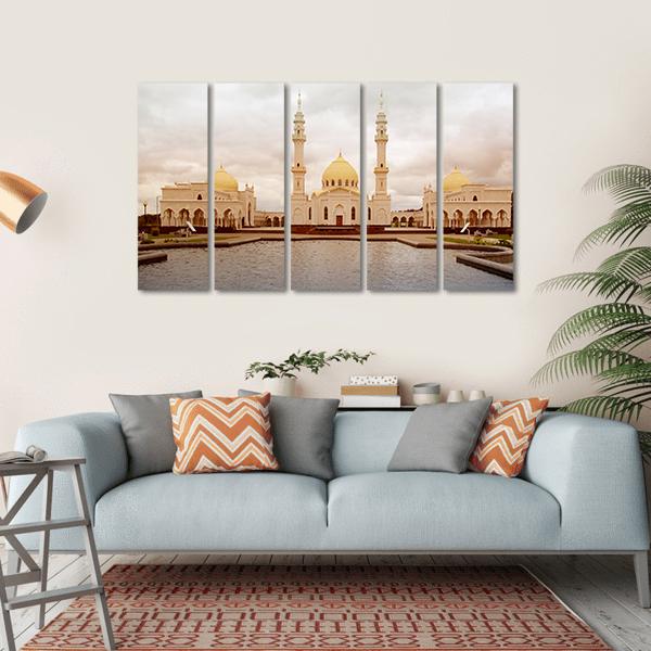 White Mosque In Tatarstan Russia Canvas Wall Art-5 Horizontal-Gallery Wrap-22" x 12"-Tiaracle