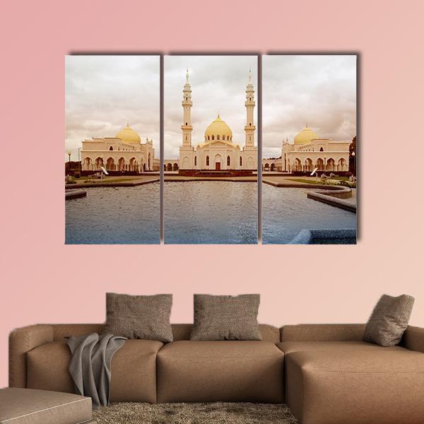 White Mosque In Tatarstan Russia Canvas Wall Art-3 Horizontal-Gallery Wrap-25" x 16"-Tiaracle