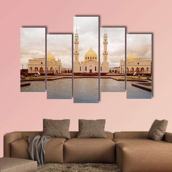 White Mosque In Tatarstan Russia Canvas Wall Art-5 Pop-Gallery Wrap-47" x 32"-Tiaracle