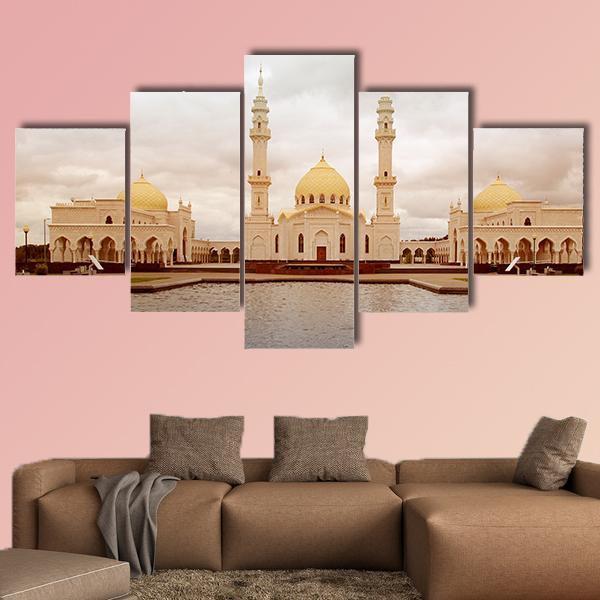 White Mosque In Tatarstan Russia Canvas Wall Art-5 Star-Gallery Wrap-62" x 32"-Tiaracle