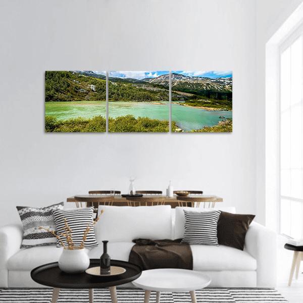 White Pass Mountains In British Columbia Panoramic Canvas Wall Art-3 Piece-25" x 08"-Tiaracle