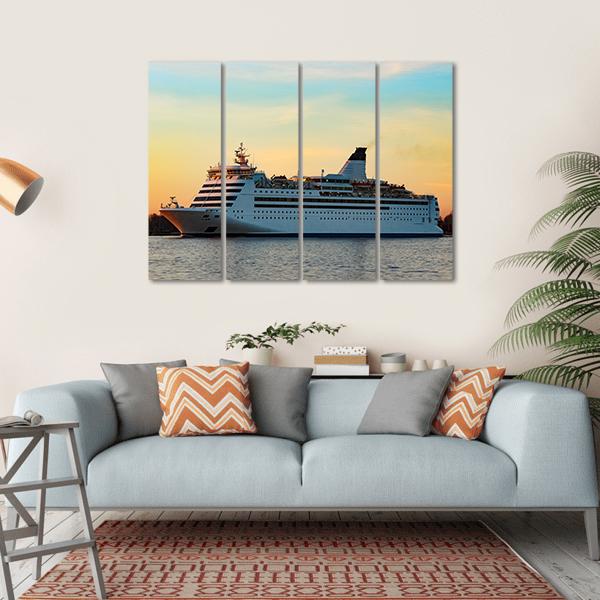 White Passenger Ship Canvas Wall Art-4 Horizontal-Gallery Wrap-34" x 24"-Tiaracle