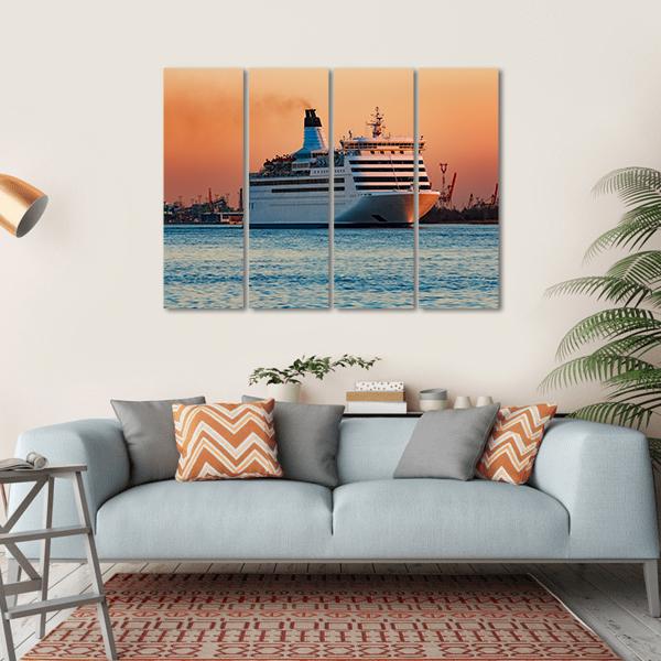 White Passenger Ship Canvas Wall Art-4 Horizontal-Gallery Wrap-34" x 24"-Tiaracle