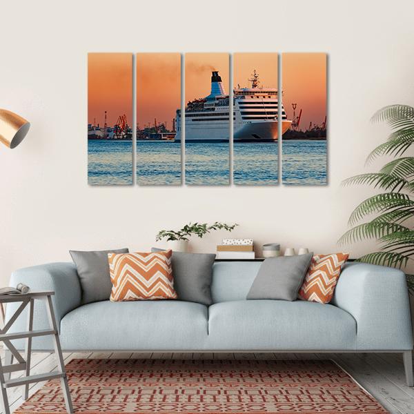White Passenger Ship Canvas Wall Art-5 Horizontal-Gallery Wrap-22" x 12"-Tiaracle