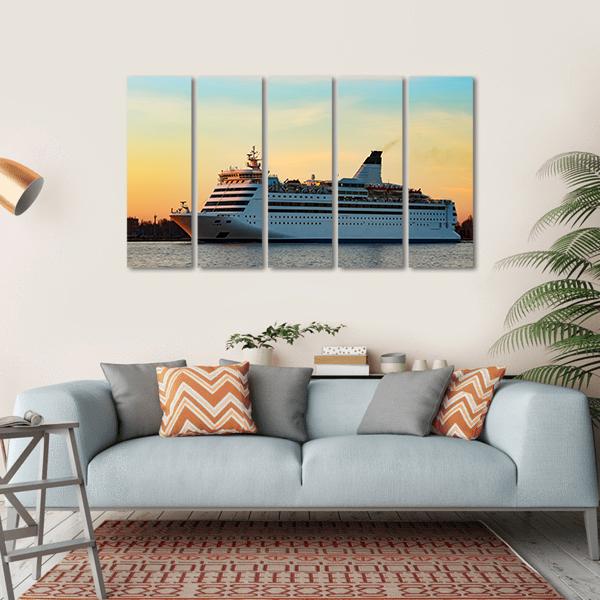 White Passenger Ship Canvas Wall Art-5 Horizontal-Gallery Wrap-22" x 12"-Tiaracle