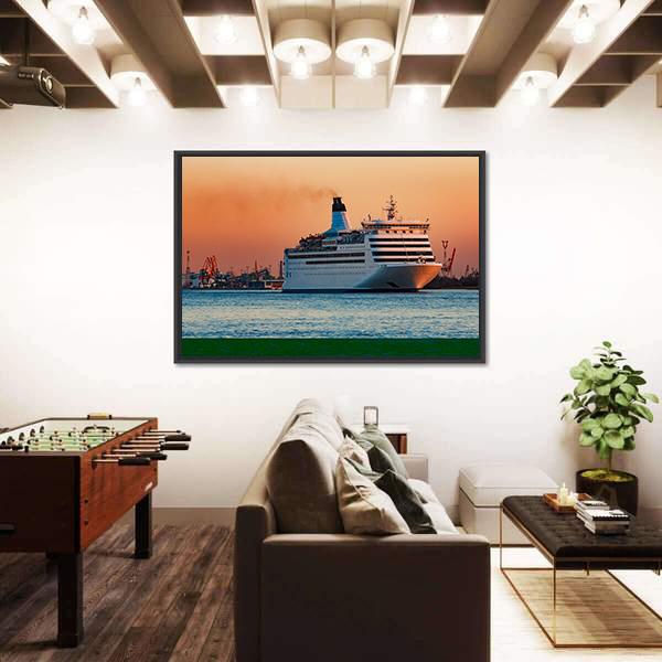 White Passenger Ship Canvas Wall Art-5 Horizontal-Gallery Wrap-22" x 12"-Tiaracle