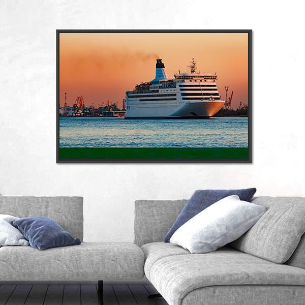 White Passenger Ship Canvas Wall Art-5 Horizontal-Gallery Wrap-22" x 12"-Tiaracle