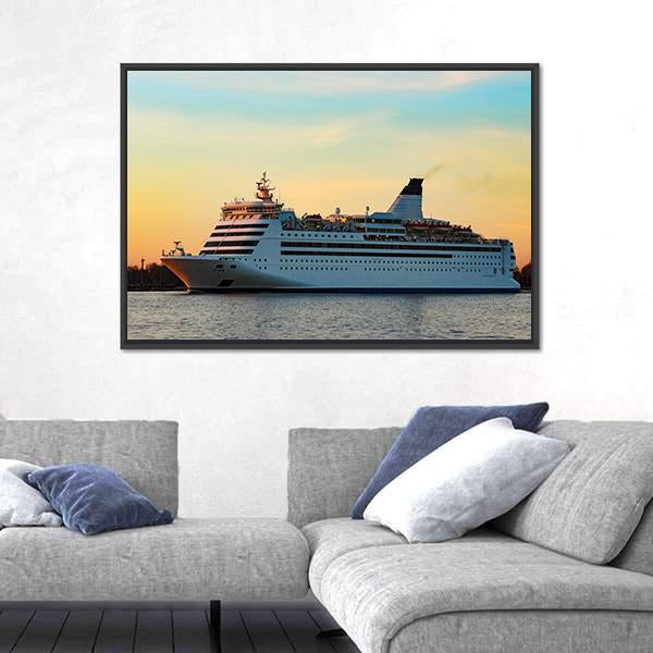 White Passenger Ship Canvas Wall Art-5 Horizontal-Gallery Wrap-22" x 12"-Tiaracle