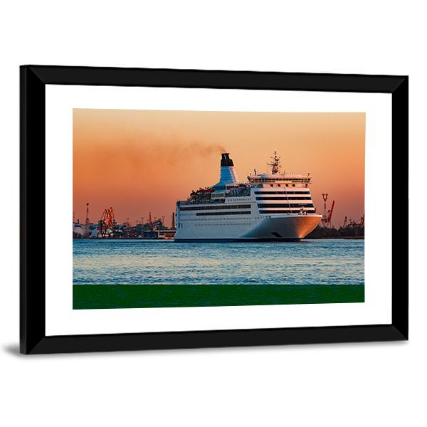 White Passenger Ship Canvas Wall Art-5 Horizontal-Gallery Wrap-22" x 12"-Tiaracle