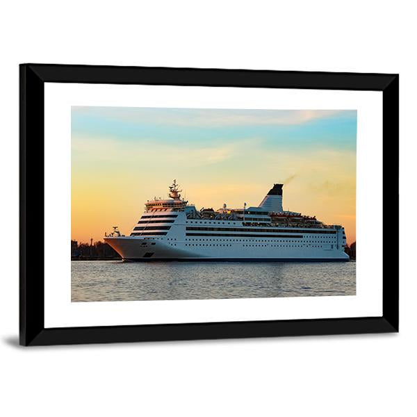White Passenger Ship Canvas Wall Art-3 Horizontal-Gallery Wrap-25" x 16"-Tiaracle