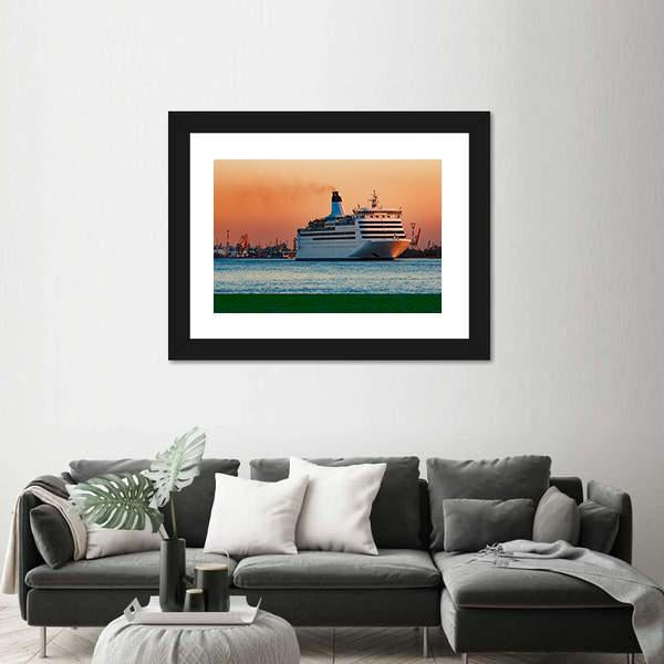 White Passenger Ship Canvas Wall Art-5 Horizontal-Gallery Wrap-22" x 12"-Tiaracle