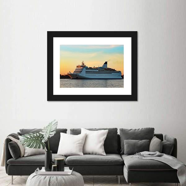White Passenger Ship Canvas Wall Art-5 Horizontal-Gallery Wrap-22" x 12"-Tiaracle
