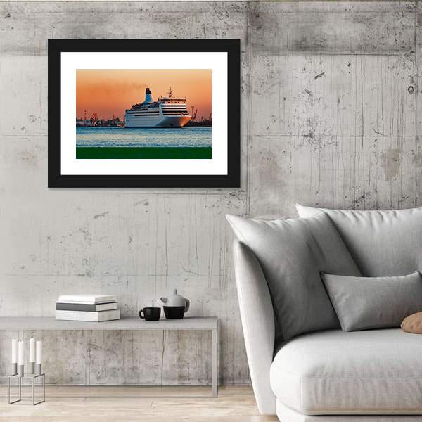 White Passenger Ship Canvas Wall Art-5 Horizontal-Gallery Wrap-22" x 12"-Tiaracle