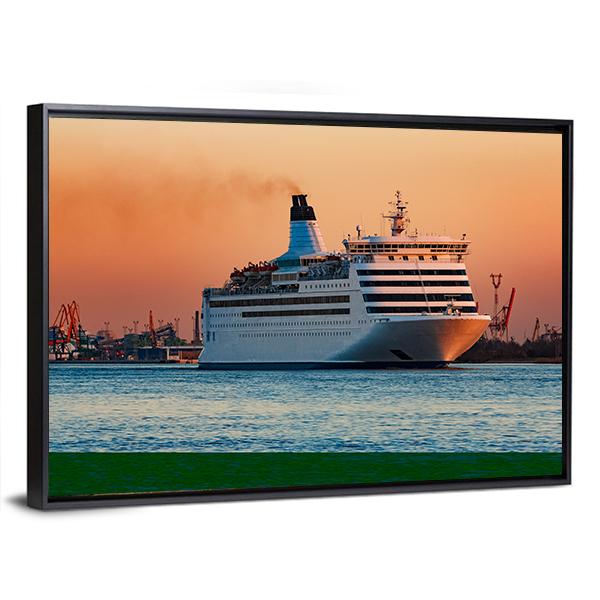 White Passenger Ship Canvas Wall Art-5 Horizontal-Gallery Wrap-22" x 12"-Tiaracle