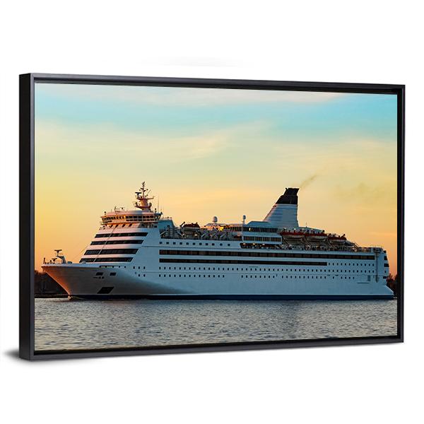 White Passenger Ship Canvas Wall Art-5 Horizontal-Gallery Wrap-22" x 12"-Tiaracle