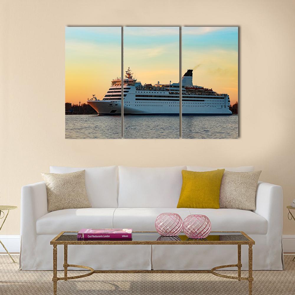 White Passenger Ship Canvas Wall Art-3 Horizontal-Gallery Wrap-37" x 24"-Tiaracle