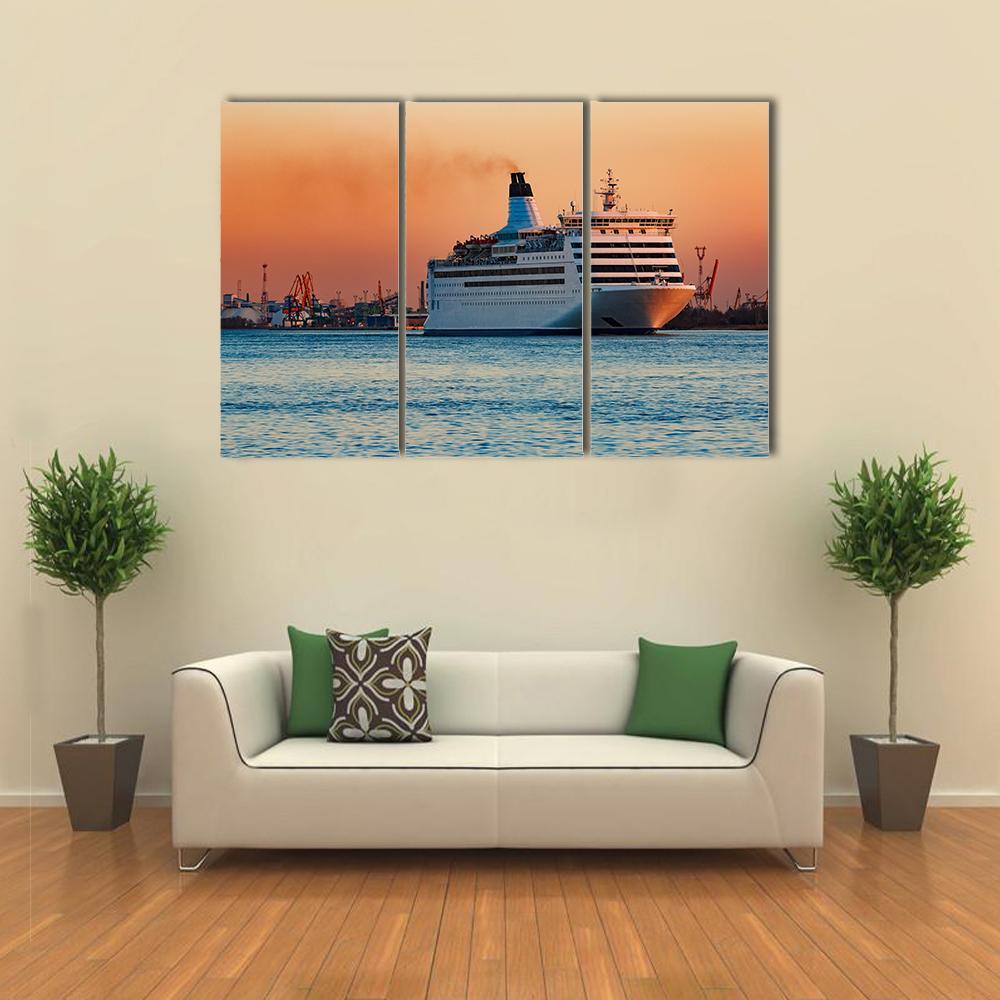 White Passenger Ship Canvas Wall Art-3 Horizontal-Gallery Wrap-37" x 24"-Tiaracle