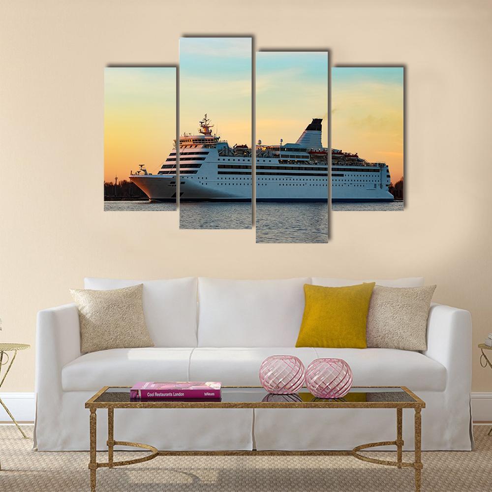White Passenger Ship Canvas Wall Art-4 Pop-Gallery Wrap-50" x 32"-Tiaracle