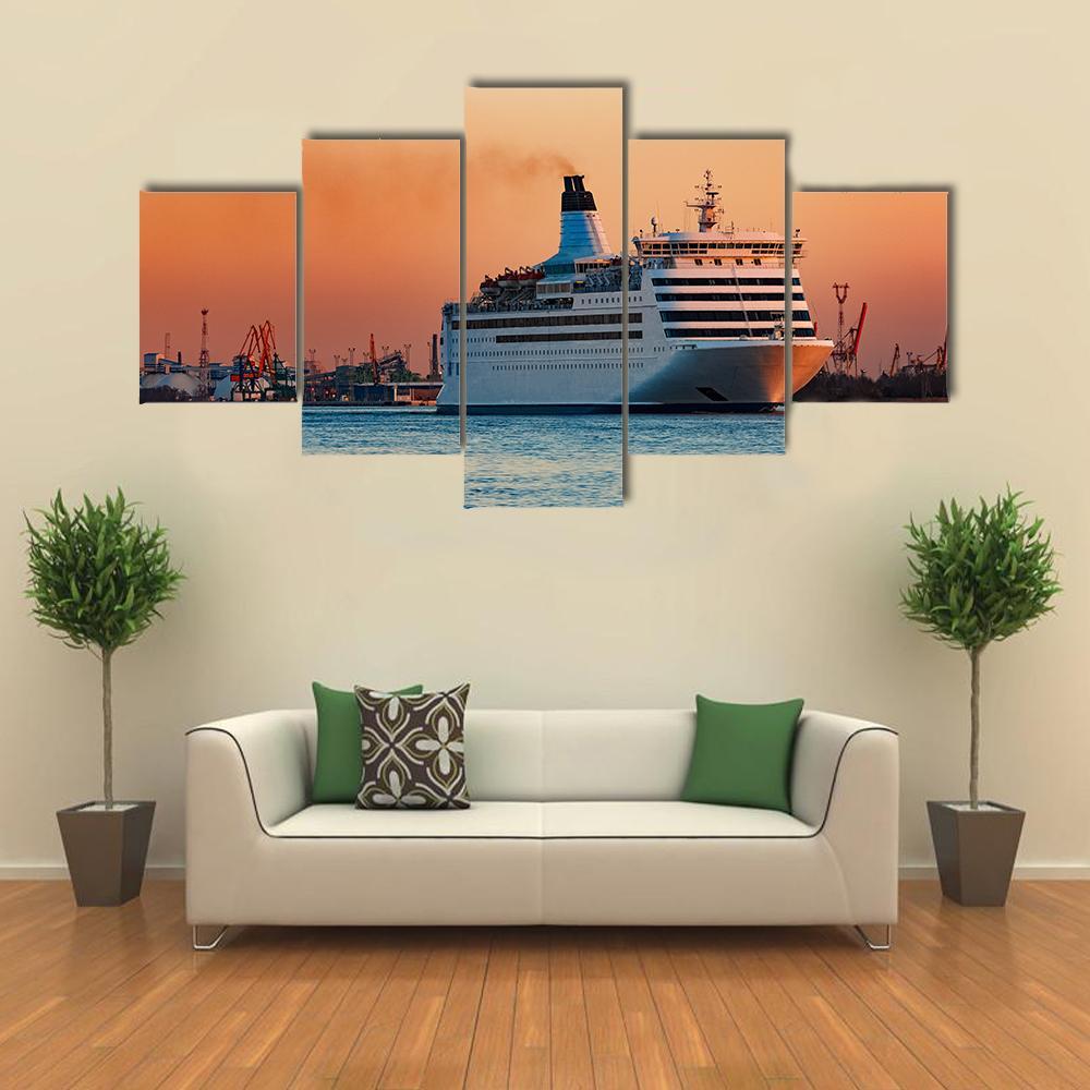 White Passenger Ship Canvas Wall Art-5 Star-Gallery Wrap-62" x 32"-Tiaracle