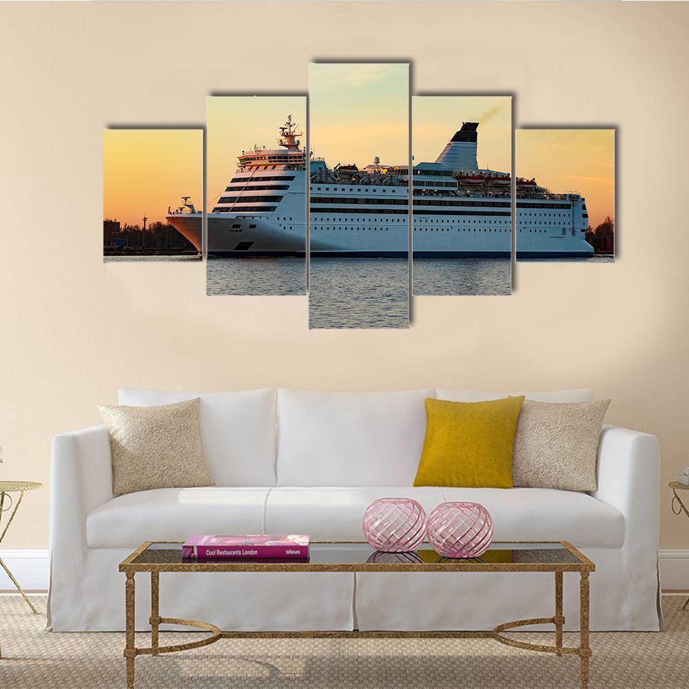 White Passenger Ship Canvas Wall Art-5 Star-Gallery Wrap-62" x 32"-Tiaracle