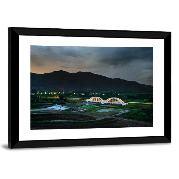 White Railway Bridge In Thailand Panoramic Canvas Wall Art-1 Piece-36" x 12"-Tiaracle