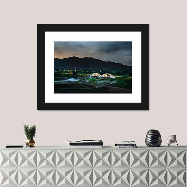 White Railway Bridge In Thailand Panoramic Canvas Wall Art-1 Piece-36" x 12"-Tiaracle