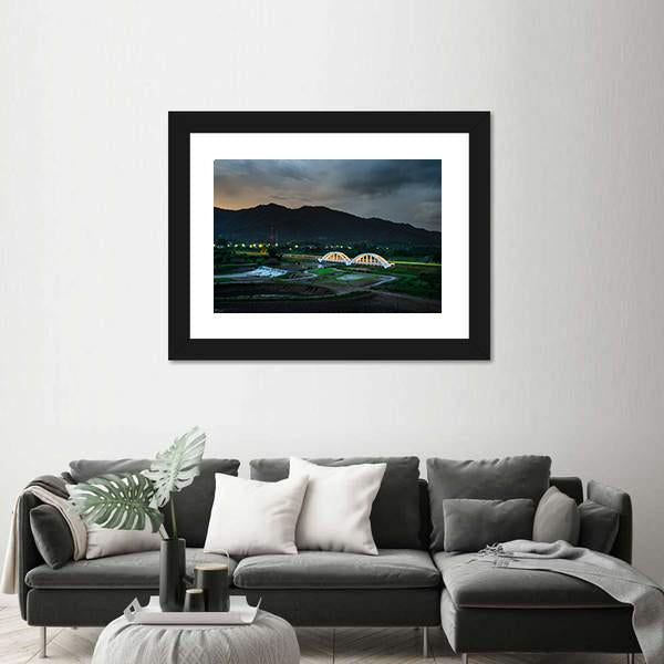 White Railway Bridge In Thailand Panoramic Canvas Wall Art-1 Piece-36" x 12"-Tiaracle