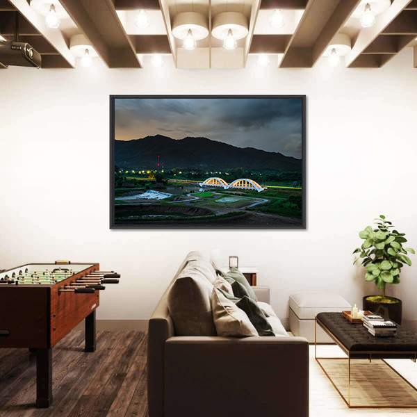 White Railway Bridge In Thailand Panoramic Canvas Wall Art-1 Piece-36" x 12"-Tiaracle