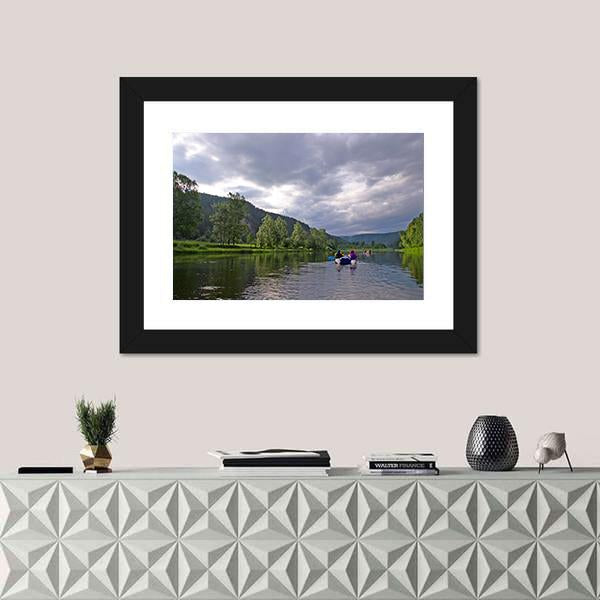 White River Rafting In Southern Urals Canvas Wall Art-1 Piece-Framed Print-20" x 16"-Tiaracle