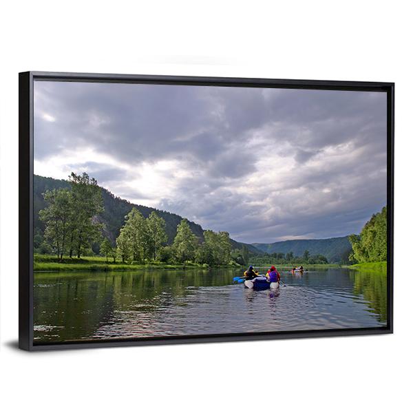 White River Rafting In Southern Urals Canvas Wall Art-3 Horizontal-Gallery Wrap-25" x 16"-Tiaracle