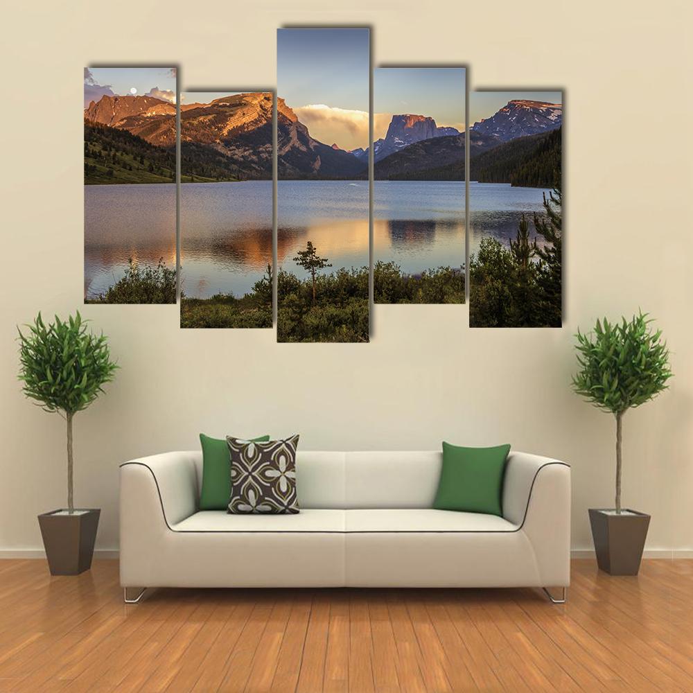 White Rock Mountains Above The Green River Lakes Canvas Wall Art-5 Pop-Gallery Wrap-32" x 21"-Tiaracle