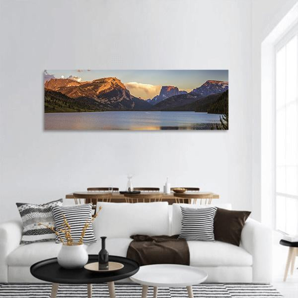 White Rock Mountains Above The Green River Lakes Panoramic Canvas Wall Art-3 Piece-25" x 08"-Tiaracle