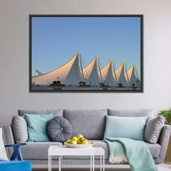 White Sails In Vancouver Canvas Wall Art-1 Piece-Floating Frame-24" x 16"-Tiaracle