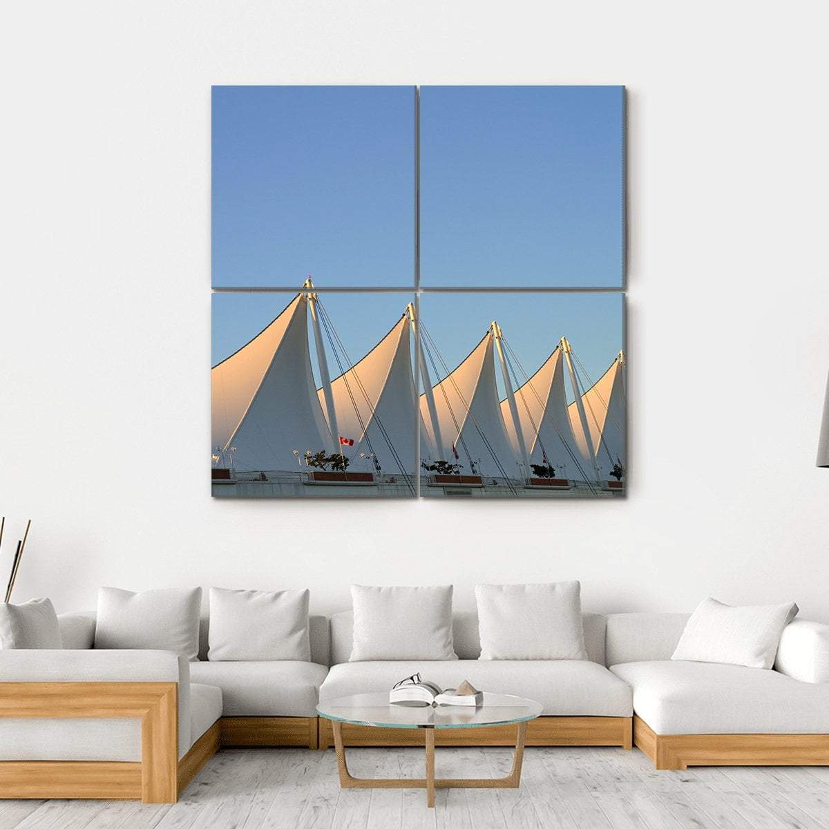 White Sails In Vancouver Canvas Wall Art-4 Square-Gallery Wrap-17" x 17"-Tiaracle