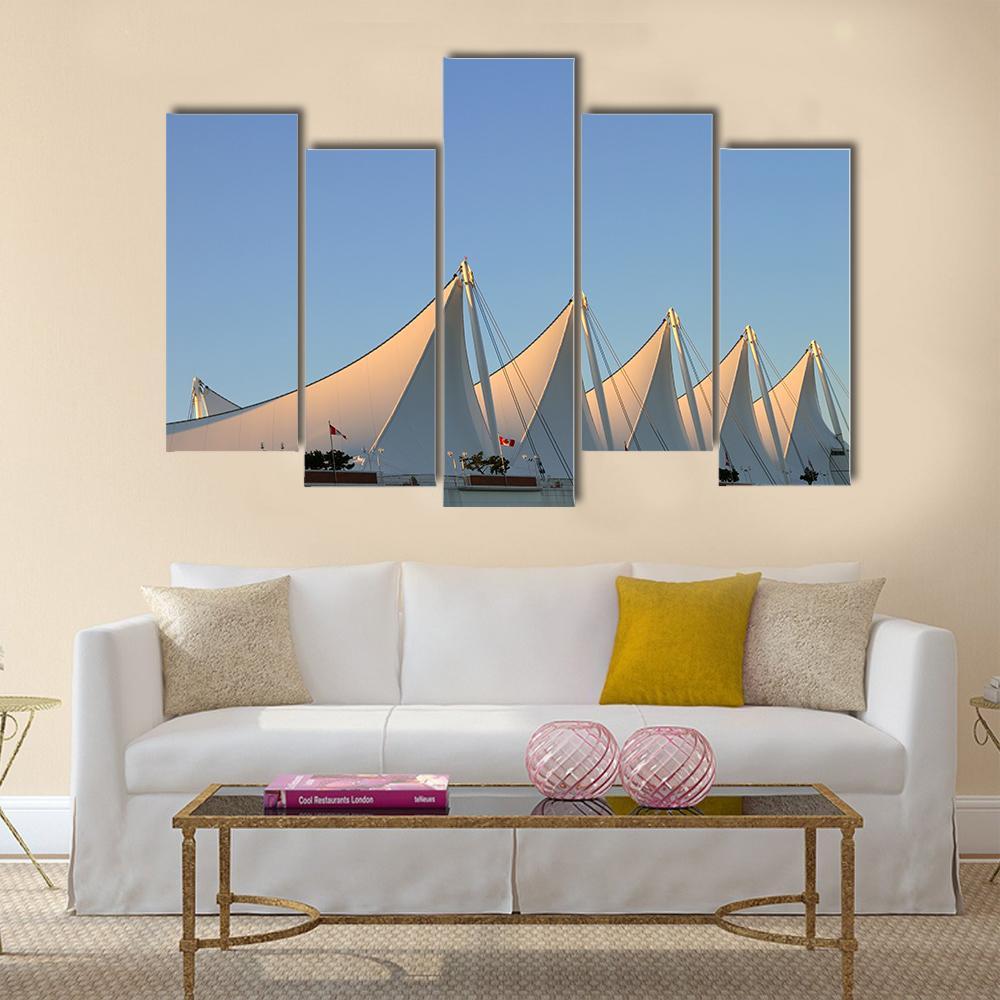 White Sails In Vancouver Canvas Wall Art-5 Pop-Gallery Wrap-47" x 32"-Tiaracle