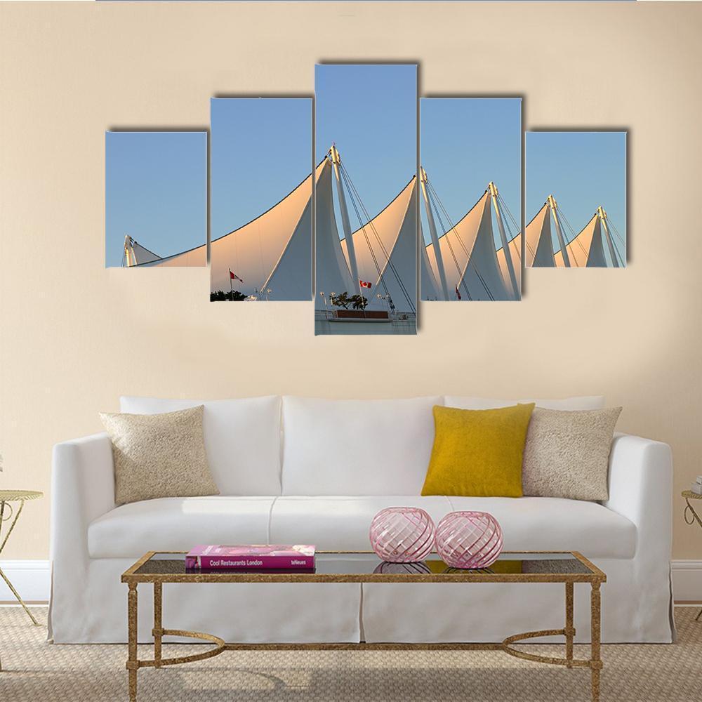 White Sails In Vancouver Canvas Wall Art-5 Star-Gallery Wrap-62" x 32"-Tiaracle