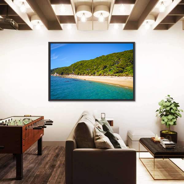 White Sand Bay And Turquoise Sea Canvas Wall Art-3 Horizontal-Gallery Wrap-25" x 16"-Tiaracle