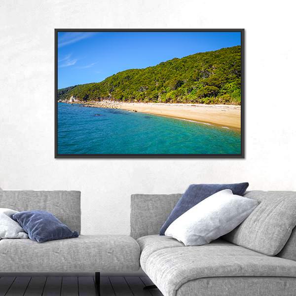 White Sand Bay And Turquoise Sea Canvas Wall Art-3 Horizontal-Gallery Wrap-25" x 16"-Tiaracle