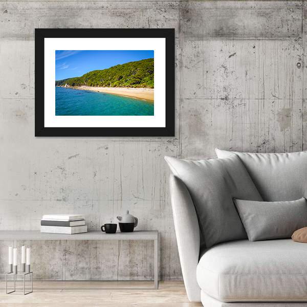 White Sand Bay And Turquoise Sea Canvas Wall Art-3 Horizontal-Gallery Wrap-25" x 16"-Tiaracle