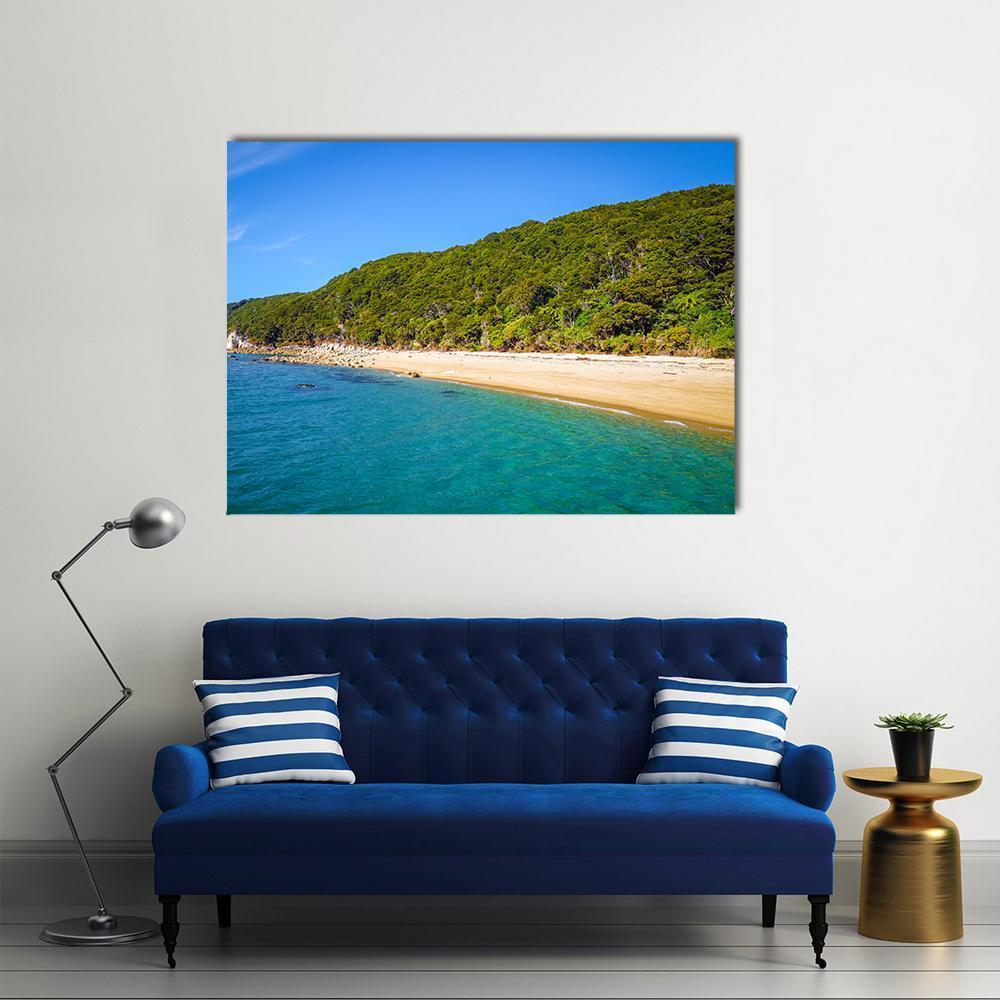 White Sand Bay And Turquoise Sea Canvas Wall Art-1 Piece-Gallery Wrap-48" x 32"-Tiaracle