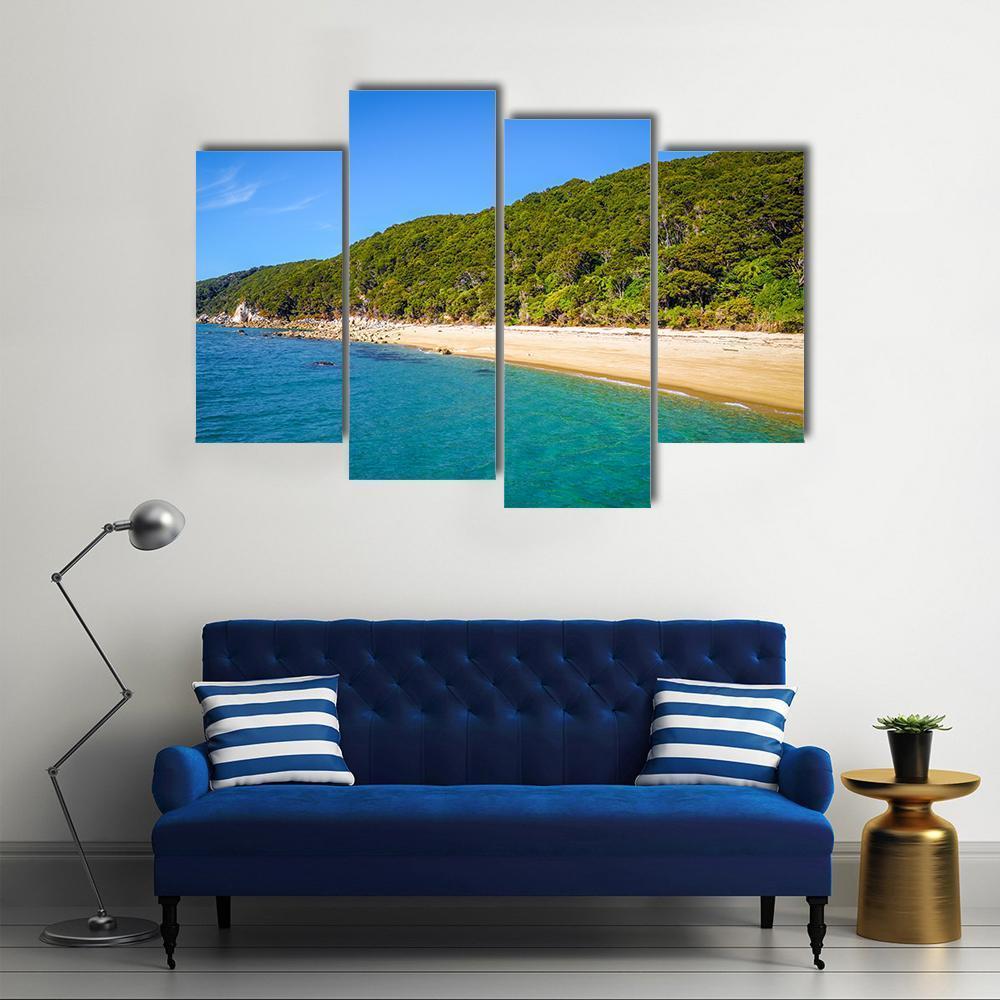 White Sand Bay And Turquoise Sea Canvas Wall Art-4 Pop-Gallery Wrap-50" x 32"-Tiaracle