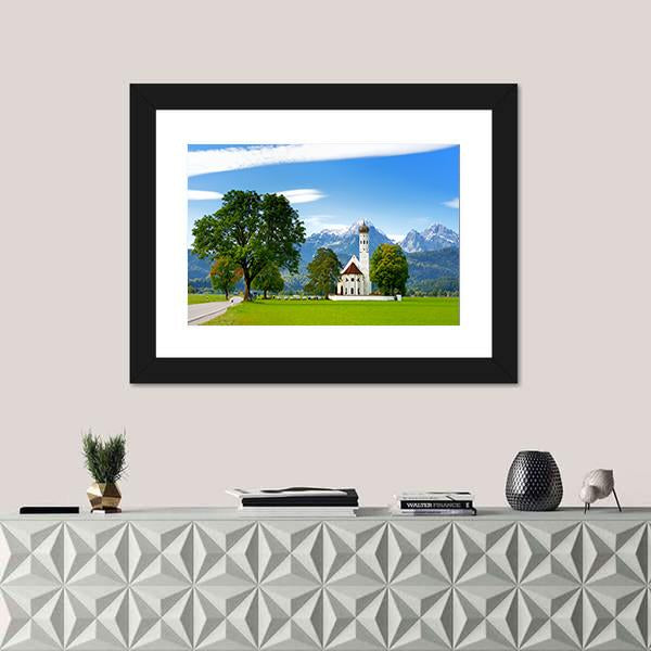 White St. Coloman Pilgrimage Church Canvas Wall Art-1 Piece-Framed Print-20" x 16"-Tiaracle