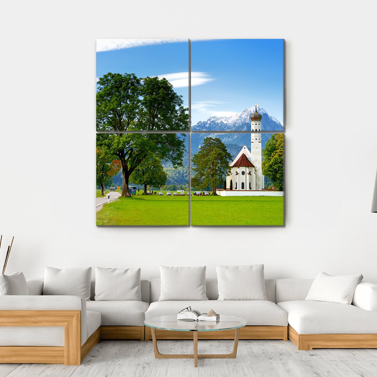 White St. Coloman Pilgrimage Church Canvas Wall Art-4 Square-Gallery Wrap-17" x 17"-Tiaracle