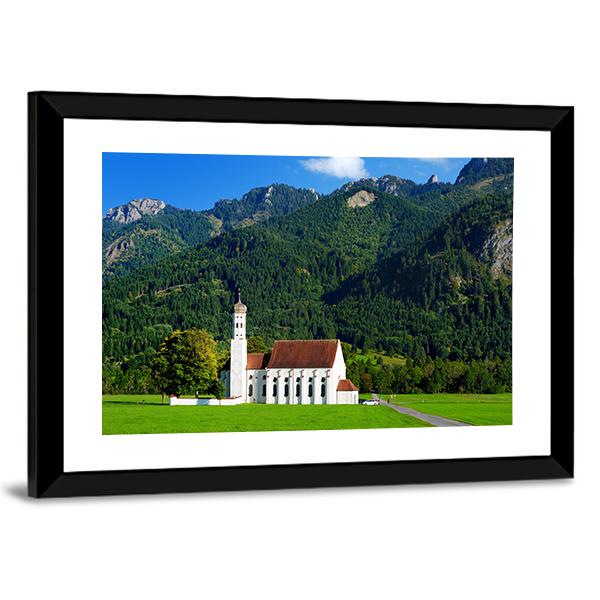 White St Coloman Pilgrimage Church Panoramic Canvas Wall Art-1 Piece-36" x 12"-Tiaracle