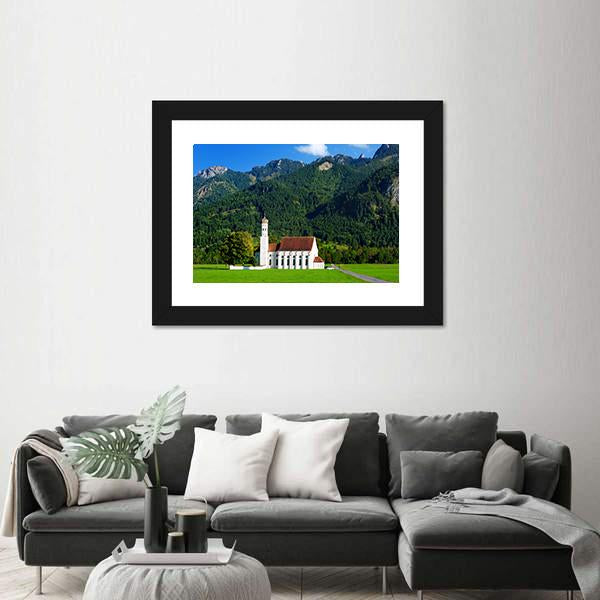 White St Coloman Pilgrimage Church Panoramic Canvas Wall Art-1 Piece-36" x 12"-Tiaracle